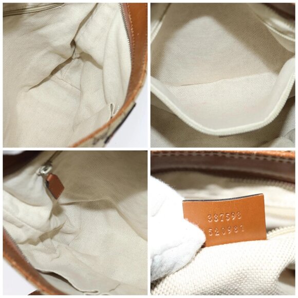 GUCCI GG Canvas Web Sherry Line Shoulder Bag Beige Gold - Picture 14 of 15
